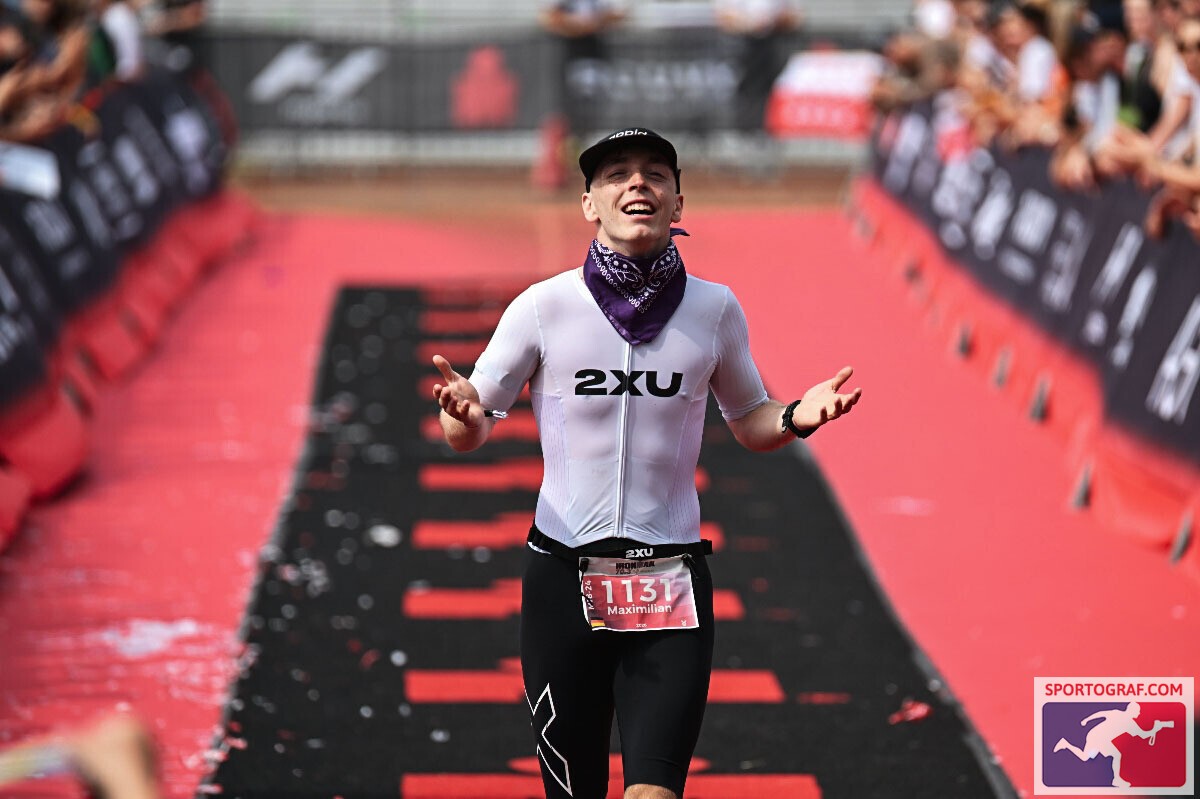 Maximilian Richter finishing Ironman 70.3 Kraichgau